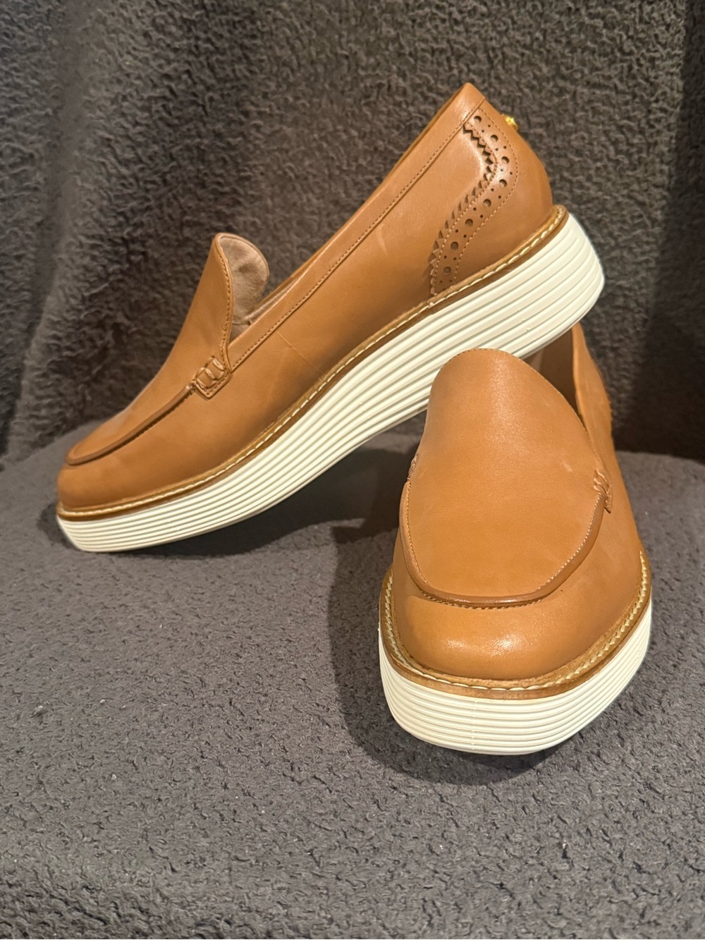 Cole Haan Tan Platform Slip-On Loafers